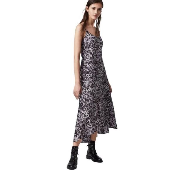 AllSaints Essie ambient dress leopard print pale Small - Picture 1 of 11